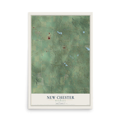 Map of New Chester, Wisconsin, 12 x 18 inch unframed archival matte print