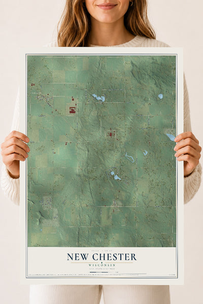 Map of New Chester, Wisconsin, 18 x 24 inch unframed archival matte print