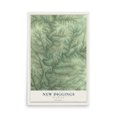 Map of New Diggings, Wisconsin, 12 x 18 inch unframed archival matte print