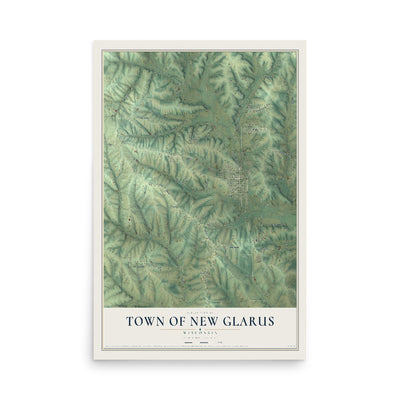 Map of the Town of New Glarus, Wisconsin, 12 x 18 inch unframed archival matte print