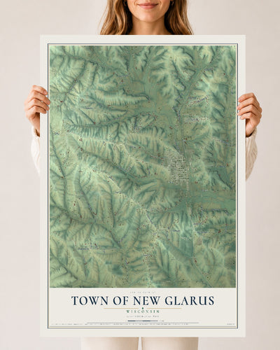 Map of the Town of New Glarus, Wisconsin, 24 x 36 inch unframed archival matte print