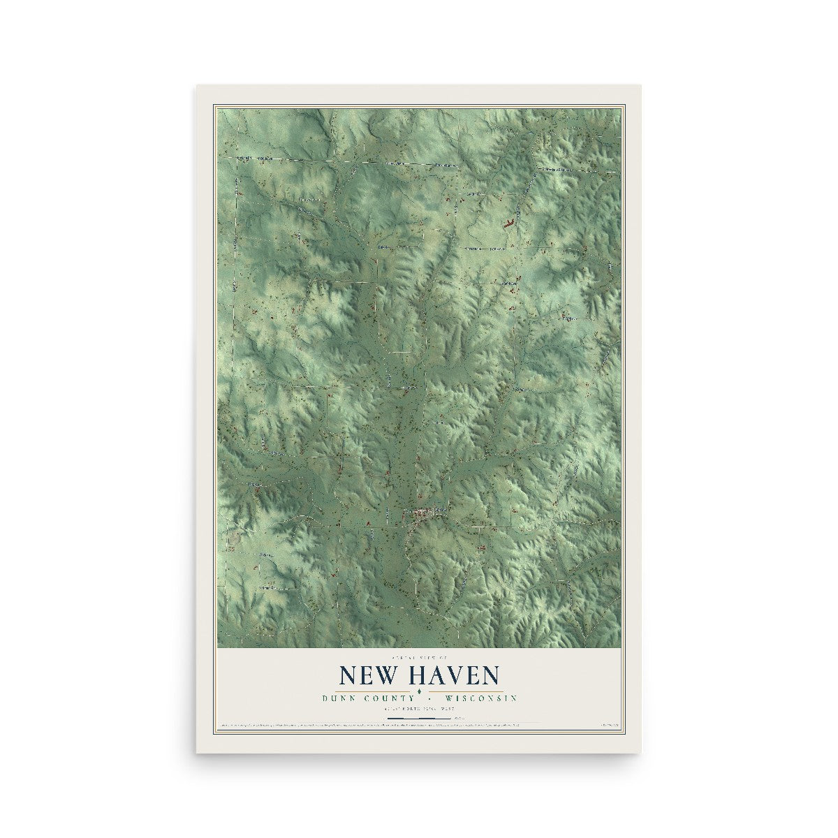 Map of New Haven, Dunn County, Wisconsin, 12 x 18 inch unframed archival matte print