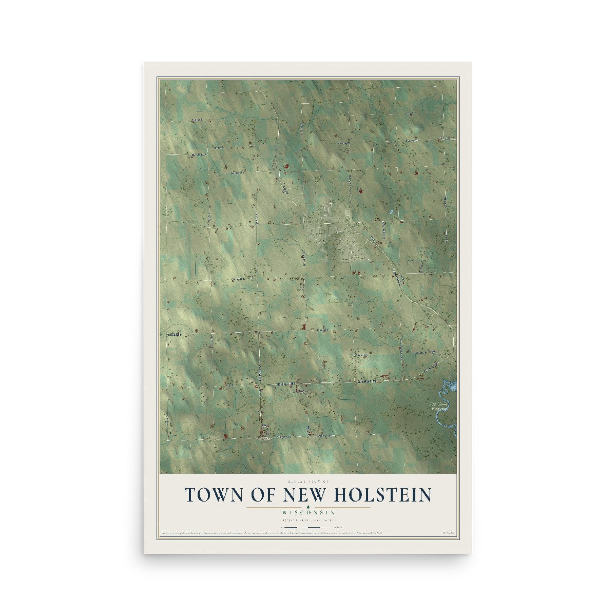 Map of the Town of New Holstein, Wisconsin, 12 x 18 inch unframed archival matte print
