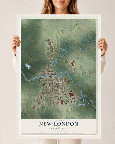 Map of New London, Wisconsin, 24 x 36 inch unframed archival matte print