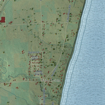 Second close-up of the map of Newton, Manitowoc County, Wisconsin print showing more streets and buildings