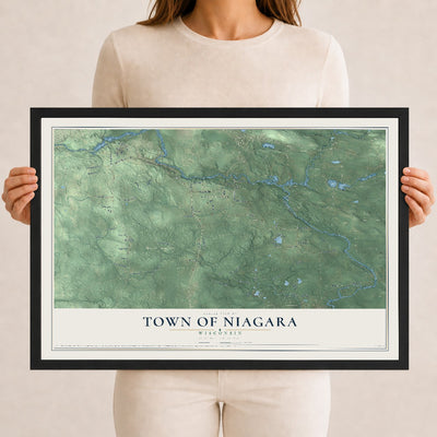 Map of the Town of Niagara, Wisconsin, 12 x 18 inch print in a black wood frame