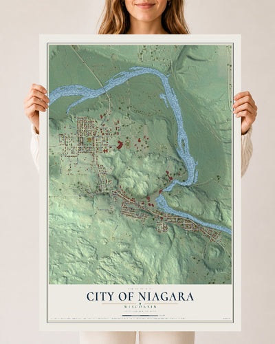 Map of Niagara, Wisconsin, 24 x 36 inch unframed archival matte print