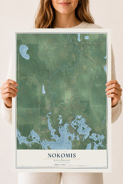 Map of Nokomis, Wisconsin, 18 x 24 inch unframed archival matte print