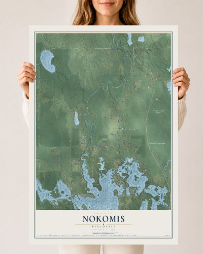 Map of Nokomis, Wisconsin, 24 x 36 inch unframed archival matte print