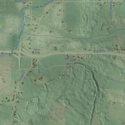 Close-up of the map of Norrie, Wisconsin print showing street and building detail
