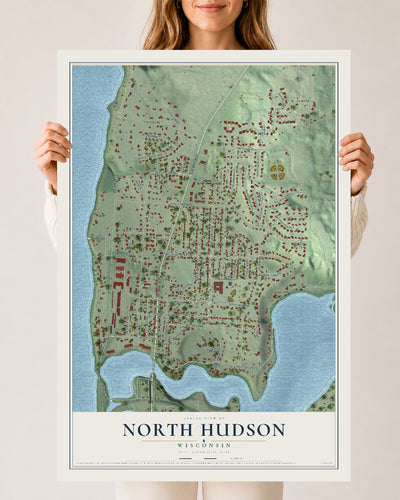Map of North Hudson, Wisconsin, 24 x 36 inch unframed archival matte print