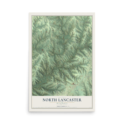 Map of North Lancaster, Wisconsin, 12 x 18 inch unframed archival matte print