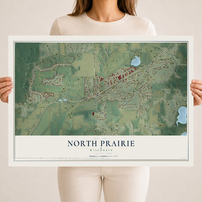Map of North Prairie, Wisconsin, 18 x 24 inch unframed archival matte print