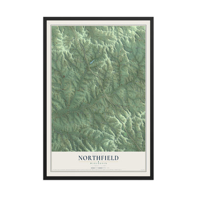 Map of Northfield, Wisconsin, 12 x 18 inch print in a black wood frame