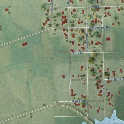 Close-up of the map of Northport, Wisconsin print showing street and building detail