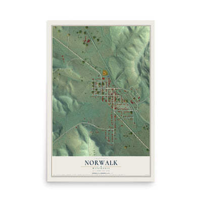 Map of Norwalk, Wisconsin, 12 x 18 inch unframed archival matte print