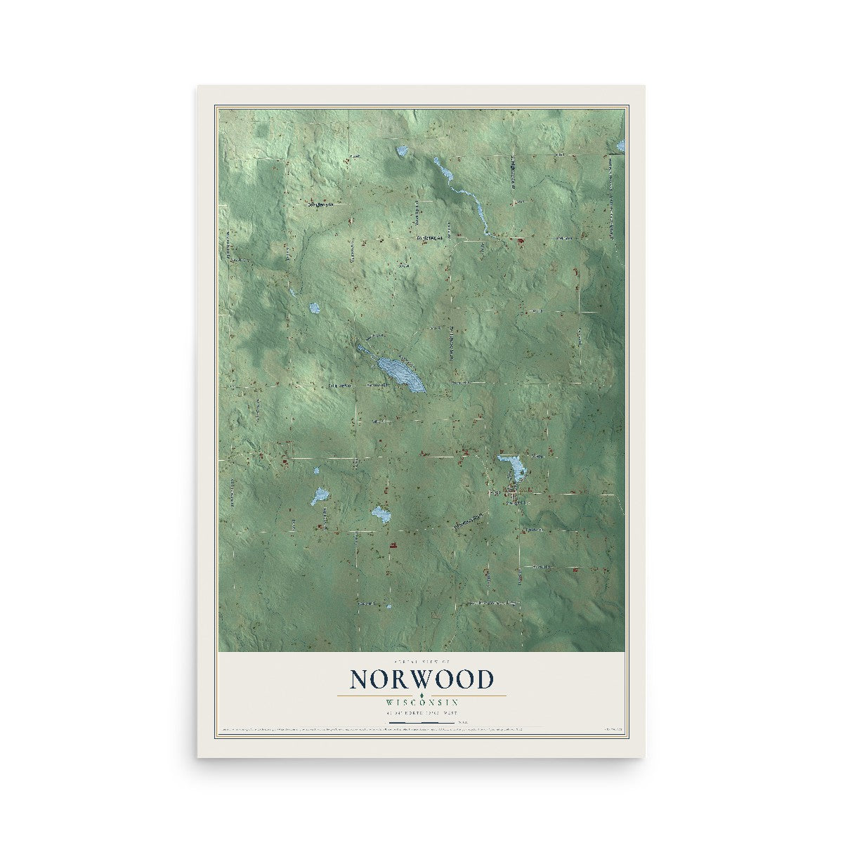 Map of Norwood, Wisconsin, 12 x 18 inch unframed archival matte print