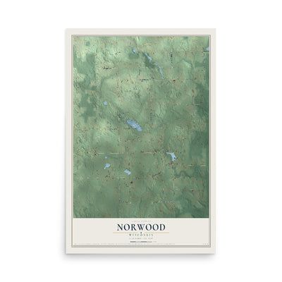 Map of Norwood, Wisconsin, 12 x 18 inch unframed archival matte print