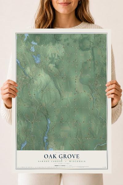 Map of Oak Grove, Barron County, Wisconsin, 18 x 24 inch unframed archival matte print