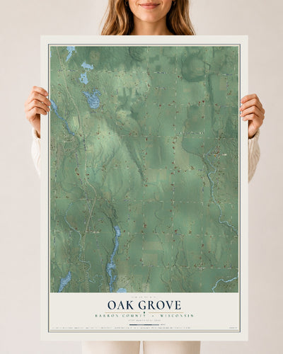 Map of Oak Grove, Barron County, Wisconsin, 24 x 36 inch unframed archival matte print