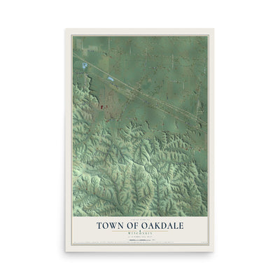 Map of the Town of Oakdale, Wisconsin, 12 x 18 inch unframed archival matte print