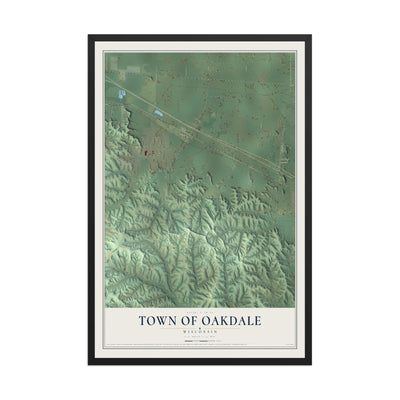 Map of the Town of Oakdale, Wisconsin, 12 x 18 inch print in a black wood frame
