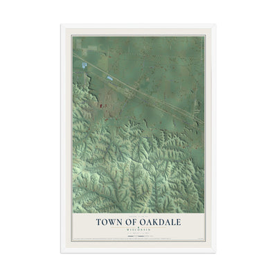 Map of the Town of Oakdale, Wisconsin, 12 x 18 inch print in a white wood frame