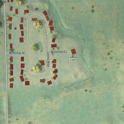Second close-up of the map of Oakfield, Wisconsin print showing more streets and buildings