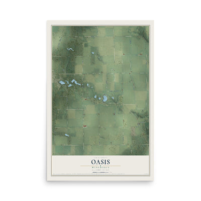 Map of Oasis, Wisconsin, 12 x 18 inch unframed archival matte print