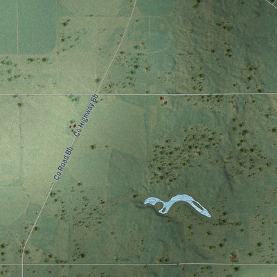 Second close-up of the map of Oasis, Wisconsin print showing more streets and buildings