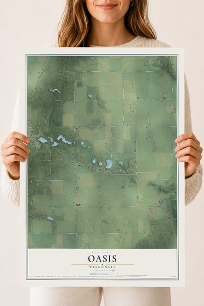 Map of Oasis, Wisconsin, 18 x 24 inch unframed archival matte print