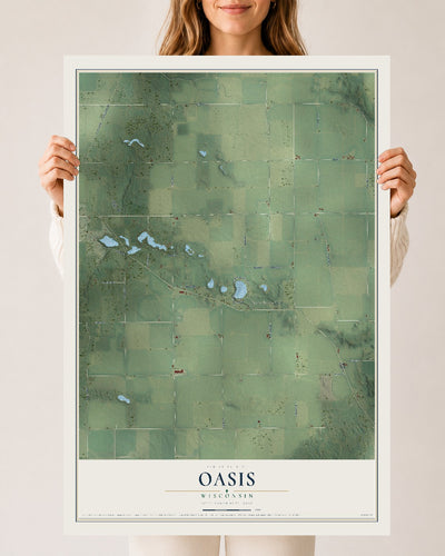 Map of Oasis, Wisconsin, 24 x 36 inch unframed archival matte print
