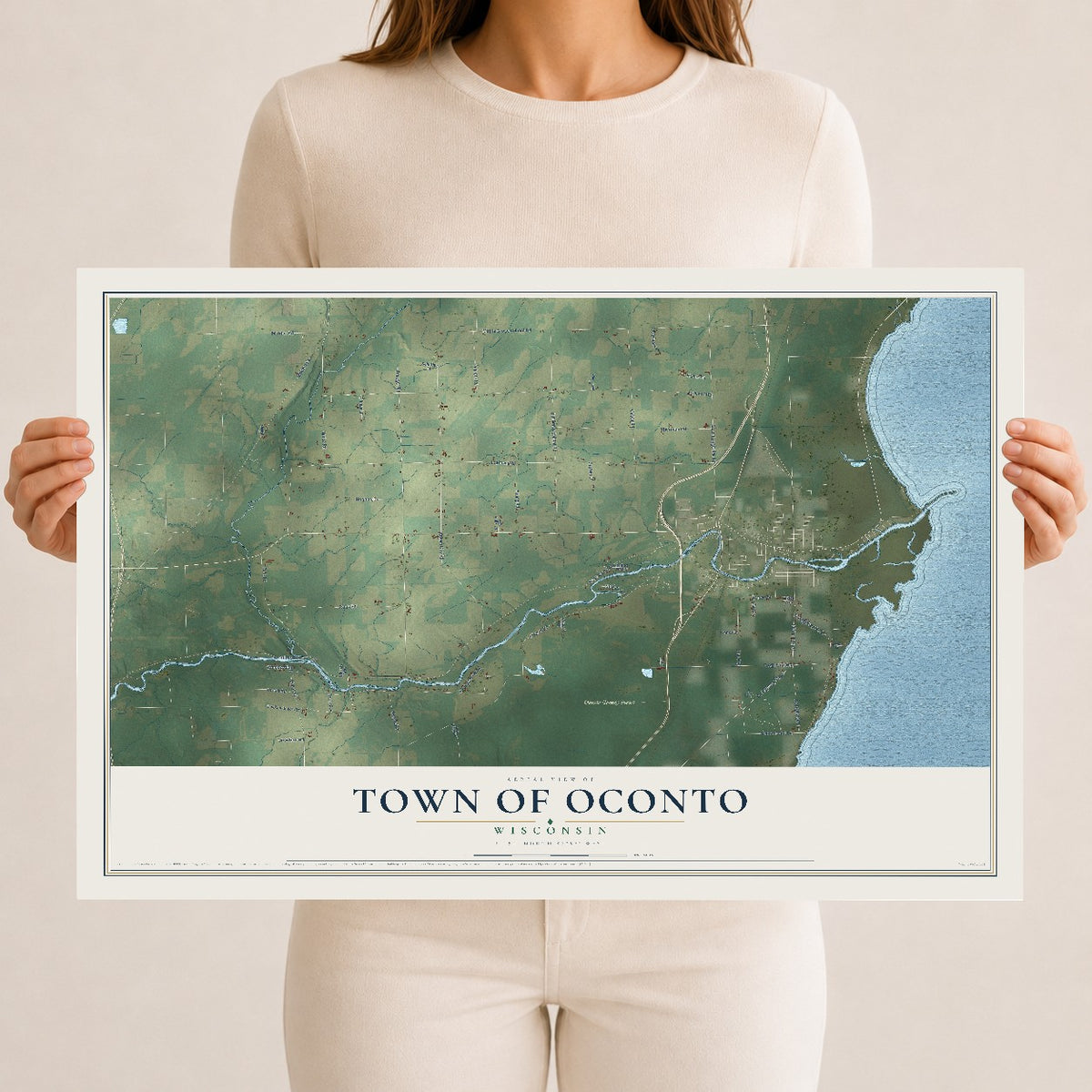 Map of the Town of Oconto, Wisconsin, 12 x 18 inch unframed archival matte print