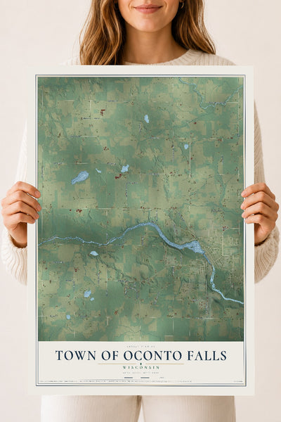 Map of the Town of Oconto Falls, Wisconsin, 18 x 24 inch unframed archival matte print