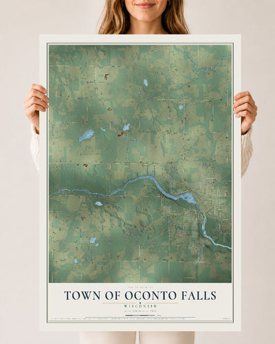 Map of the Town of Oconto Falls, Wisconsin, 24 x 36 inch unframed archival matte print