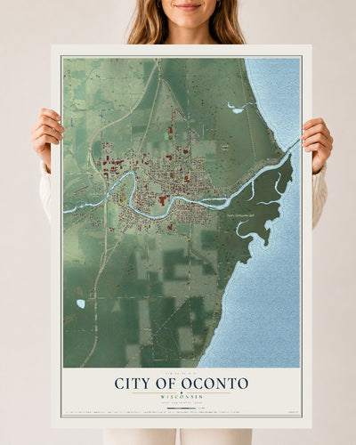 Map of Oconto, Wisconsin, 24 x 36 inch unframed archival matte print