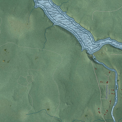 Second close-up of the map of Ojibwa, Wisconsin print showing more streets and buildings