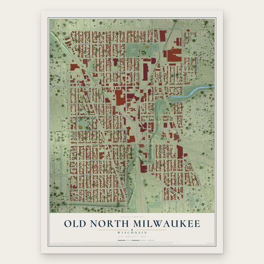 Old North Milwaukee, Wisconsin map print, the full design