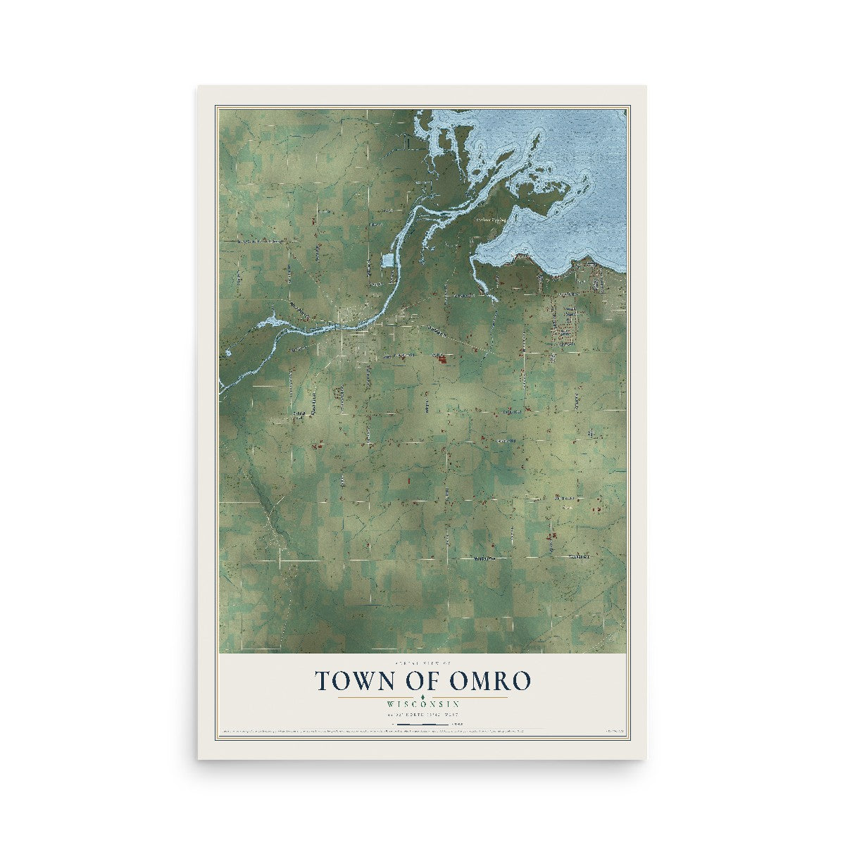 Map of the Town of Omro, Wisconsin, 12 x 18 inch unframed archival matte print