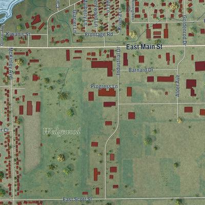Second close-up of the map of Omro, Wisconsin print showing more streets and buildings