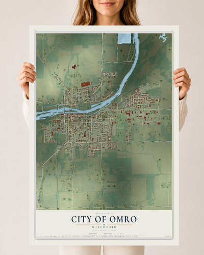 Map of Omro, Wisconsin, 24 x 36 inch unframed archival matte print