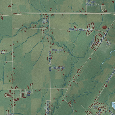 Close-up of the map of Oneida, Wisconsin print showing street and building detail