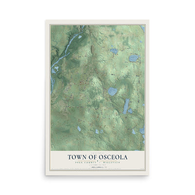 Map of the Town of Osceola, Polk County, Wisconsin, 12 x 18 inch unframed archival matte print