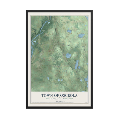 Map of the Town of Osceola, Polk County, Wisconsin, 12 x 18 inch print in a black wood frame