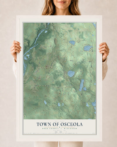 Map of the Town of Osceola, Polk County, Wisconsin, 24 x 36 inch print in a white wood frame