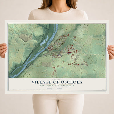 Map of Osceola, Wisconsin, 18 x 24 inch unframed archival matte print