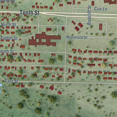 Second close-up of the map of Osseo, Wisconsin print showing more streets and buildings