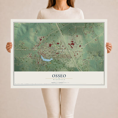 Map of Osseo, Wisconsin, 24 x 36 inch unframed archival matte print