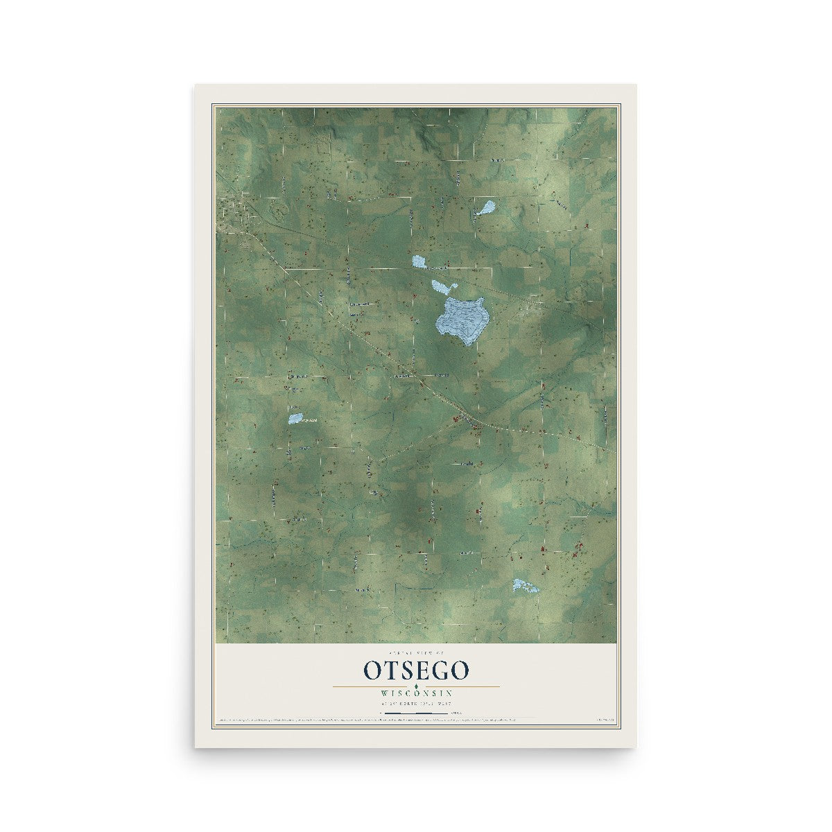 Map of Otsego, Wisconsin, 12 x 18 inch unframed archival matte print