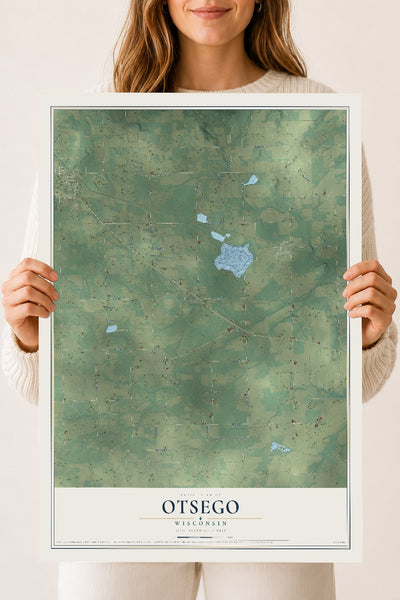 Map of Otsego, Wisconsin, 18 x 24 inch unframed archival matte print
